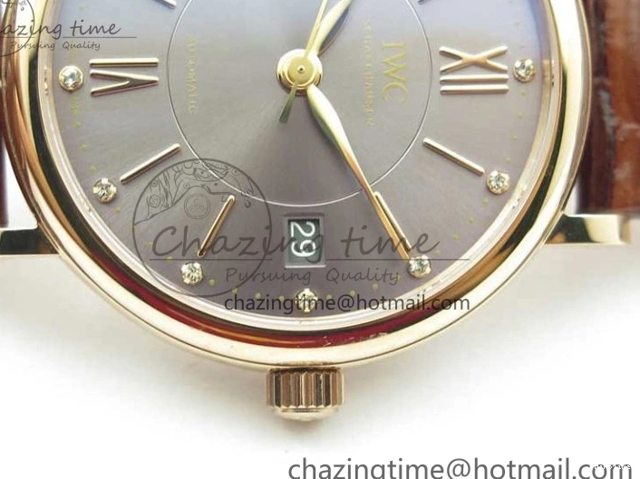 MIROTIME 0313 Portofino 37mm RG V7F 1:1 Best Edition Gray Dial on Deep Brown Leather Strap A SunProtective 7090